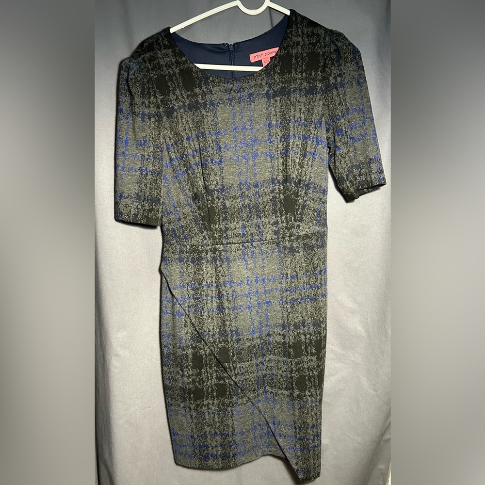 Betsy Johnson faux wrap shift dress size 8